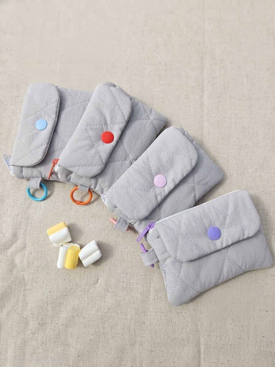 Ash Grey card wallet Pouch & Scrunched Strap keying set