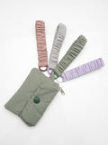 Dusty Khaki card wallet pouch & Scrunched keying strap Set