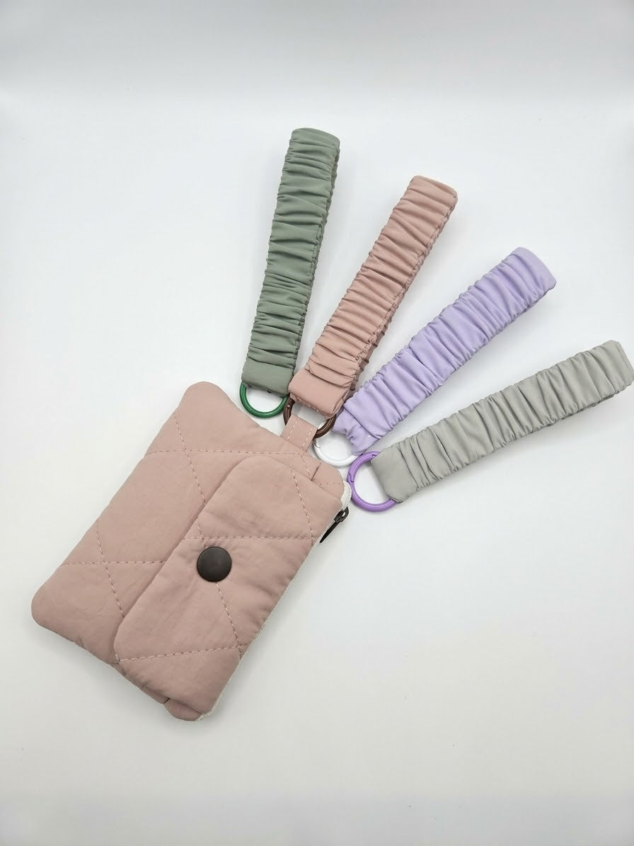 Blush Pink card wallet pouch & Scrunched keying strap